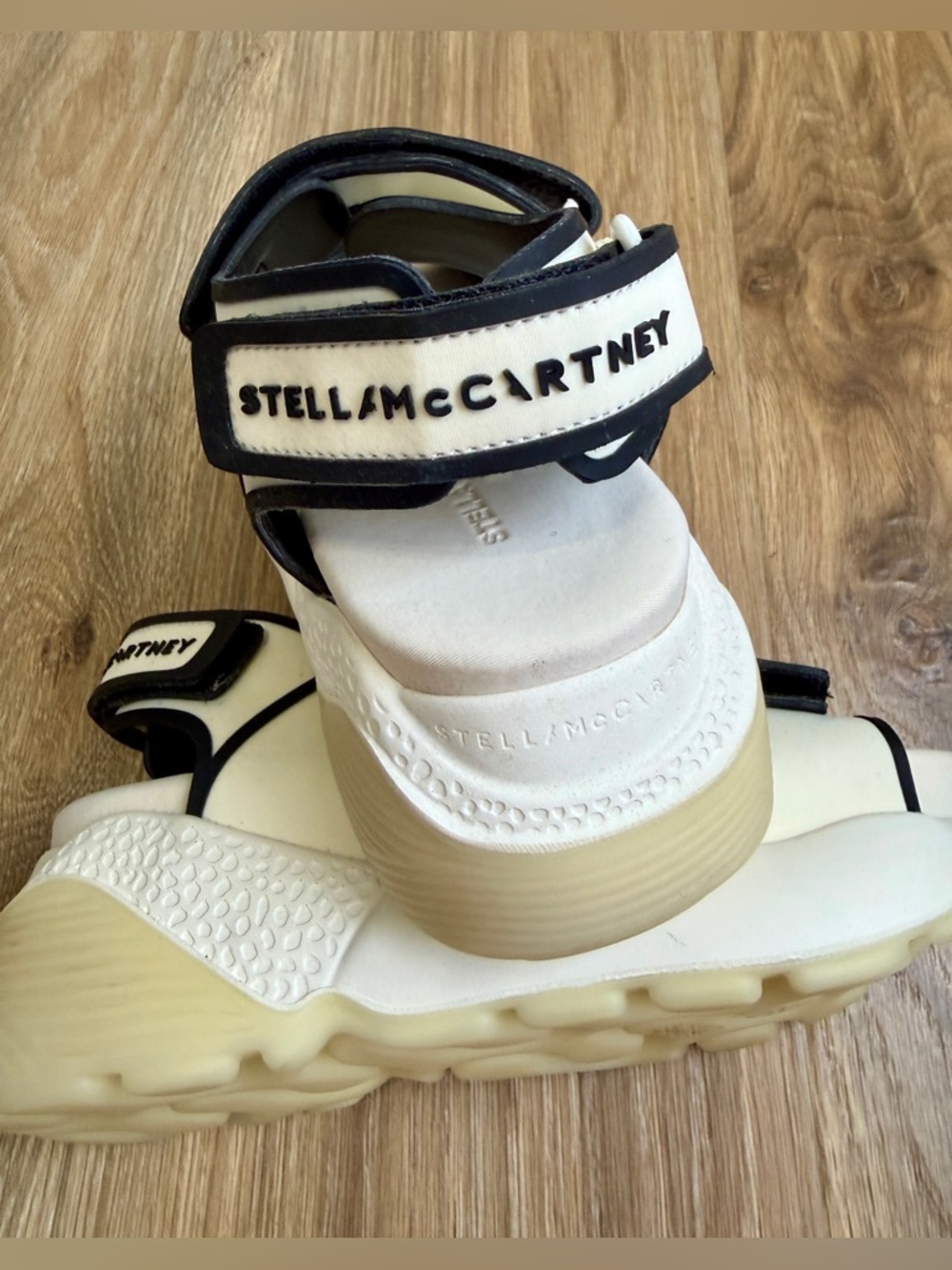 Stella McCartney Logo Strap Platform Sandals White Black Size 38 NWOB - Picture 8 of 10